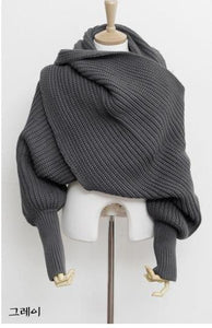 Sleeves Knitted Scarf Thick