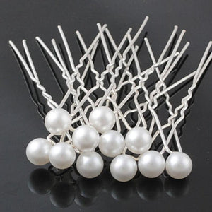 Single White Pearl Hairpins