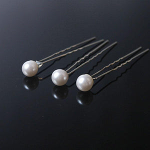 Single White Pearl Hairpins