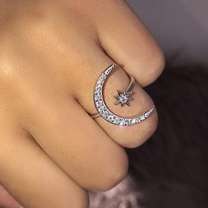 Cute Moon and Star Ring