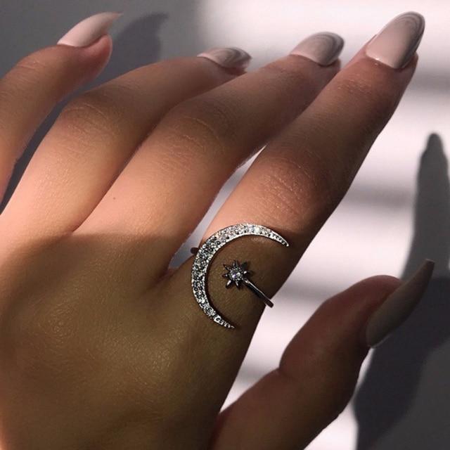 Cute Moon and Star Ring