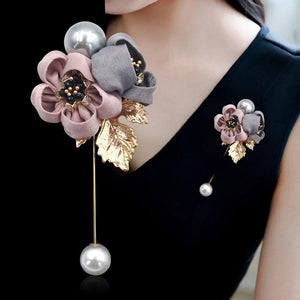 Ladies Cloth Pearl Fabric Brooch